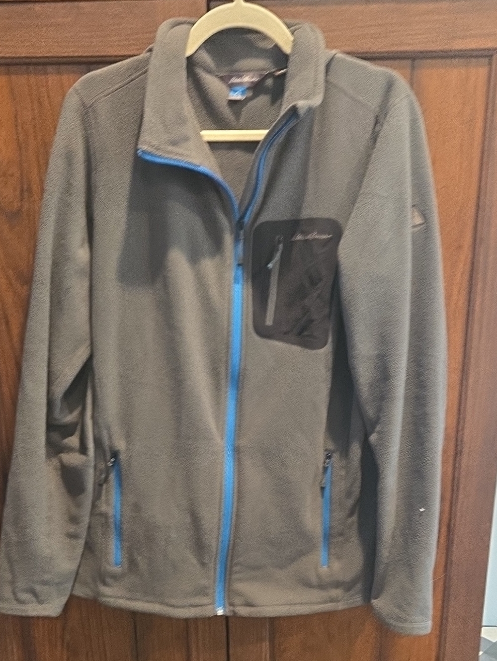 Eddie Bauer Gray Fleece Jacket with Blue Zippers